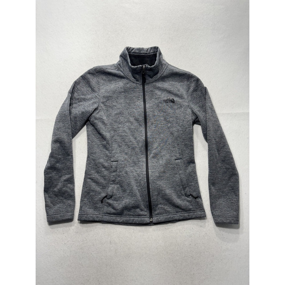 The North Face Jacket Womens S Gray Fleece Full Zip Stand Collar Pockets Outdoor
